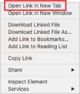 "Open Link in New Tab" option is the first option of the right-click menu.